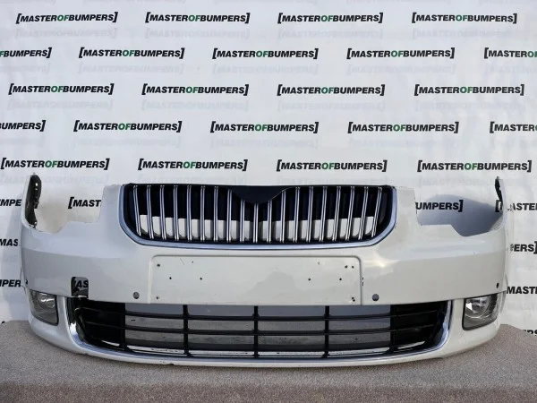 Skoda Superb Mk2 2008-2013 Front Bumper White 6 Pdc Genuine [s310]