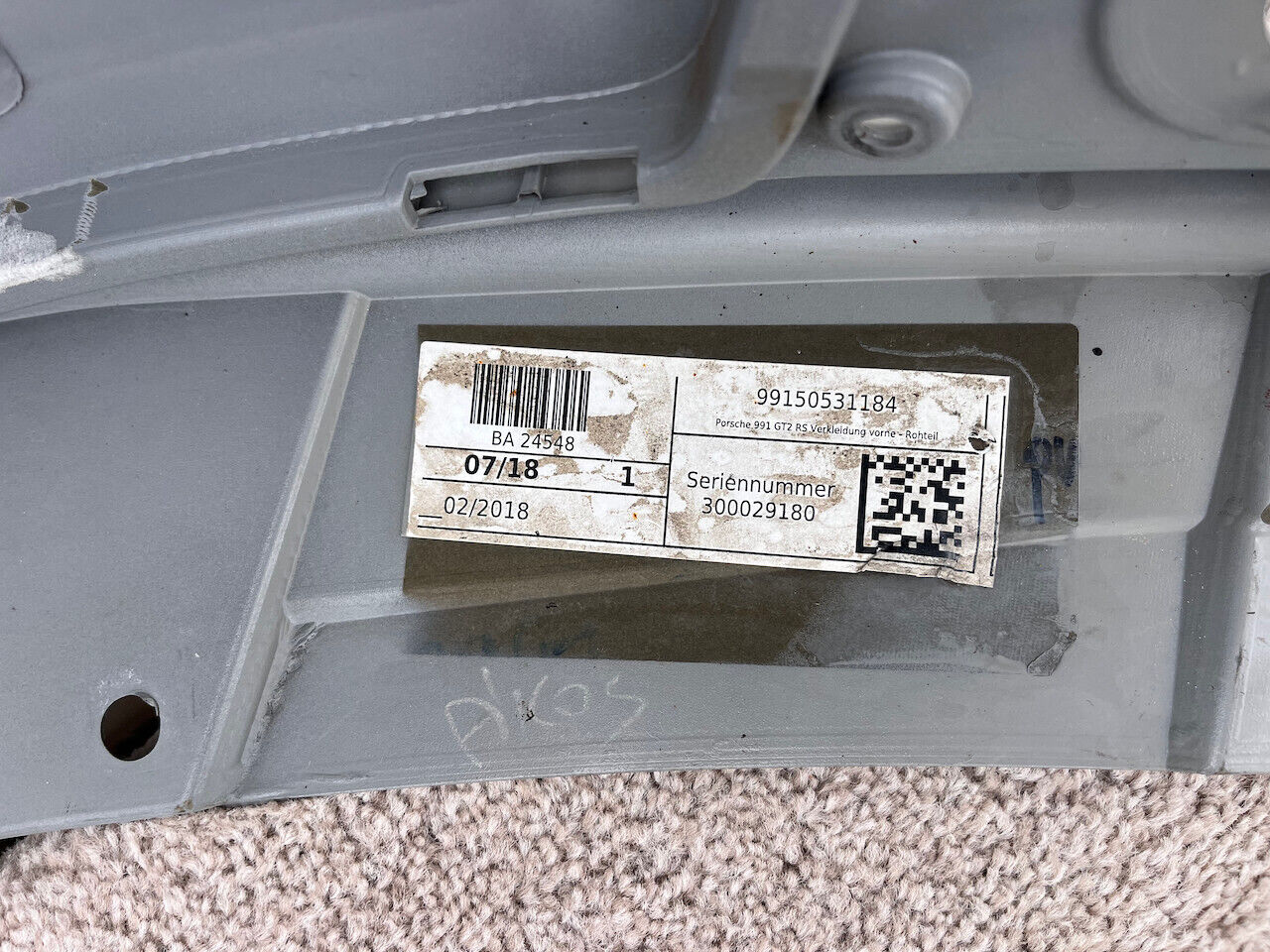 Porsche 911 Gt2 Rs 2017-2019 Front Bumper Grey Genuine [p186]