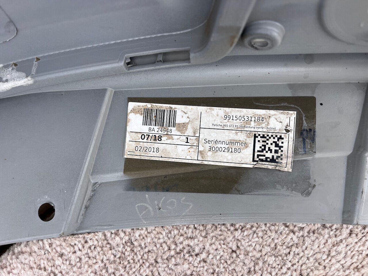 Porsche 911 Gt2 Rs 2017-2019 Front Bumper Grey Genuine [p186]