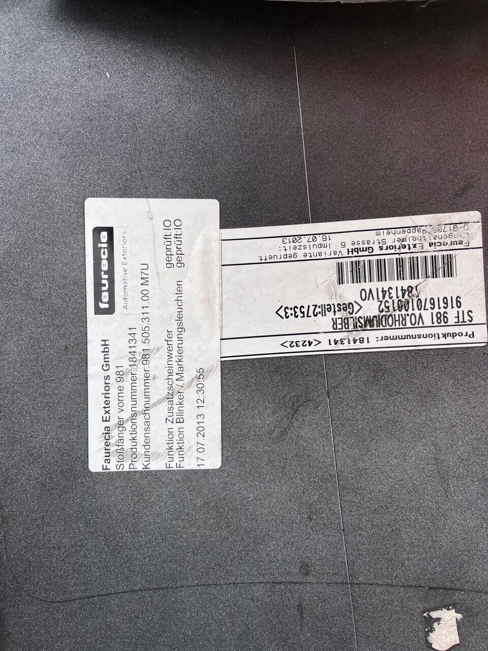 Porsche Boxter S 3.4 981 Lift 2012-2015 Front Bumper Silver Genuine [p768]